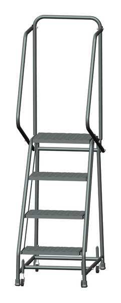 68 in H Steel Rolling Ladder, 4 Steps