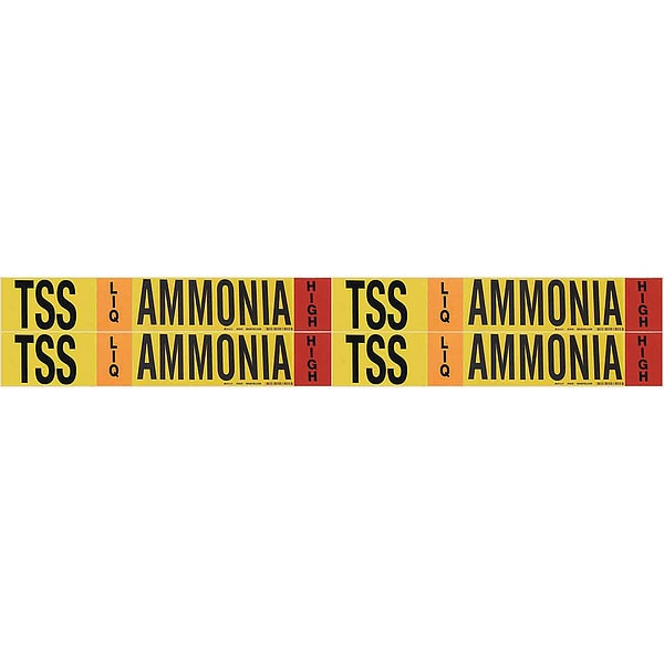 Ammonia Pipe Marker, TSS, 1 to 2-1/2In, PK4