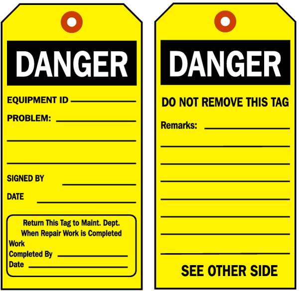 Rpr Tag, 7 x 4 In, Bk/Yel, Hd Polyest, PK10