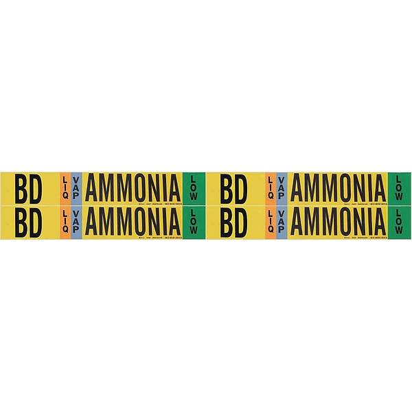 Ammonia Pipe Marker, BD, 1 to 2-1/2In, PK4