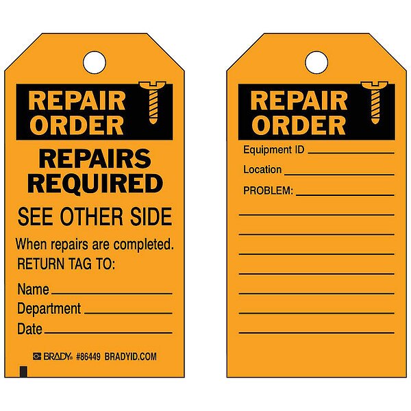 Repair Tag, 5 3/4 in Height, 3 in Width