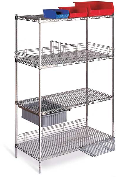 Wire Shelving Cart, 800 lb., 68 In.H