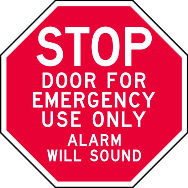 Emergency Exit Sign, 6\u0022 x 6\u0022, Aluminum, 6 in Height, 6 in Width, Aluminum, Octagon, English