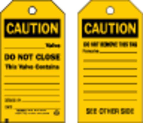 Caut Tag, 5-3/4 x 3 In, Bk/Yel, PK100