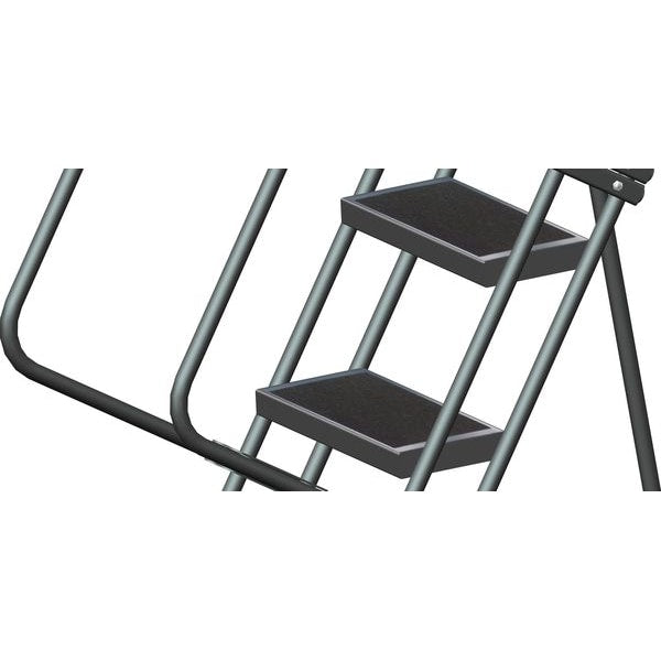 113 in H Steel Rolling Ladder, 8 Steps
