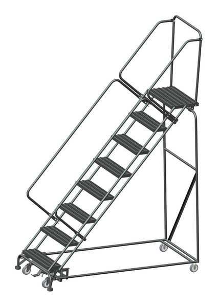 113 in H Steel Rolling Ladder, 8 Steps