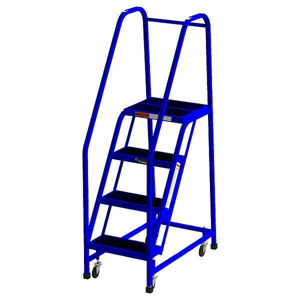 70 in H Steel Rolling Ladder, 4 Steps, 450 lb Load Capacity