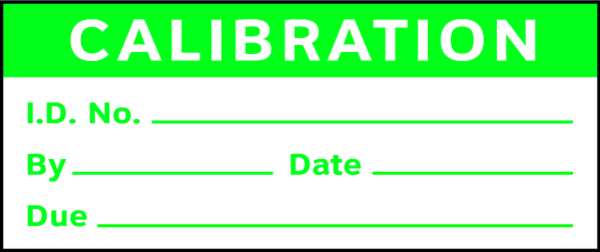Calibration Label, ENG, Green/White, PK350, TCSL1-21002