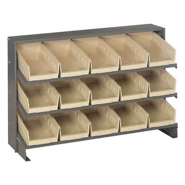 Steel Bench Pick Rack, 36 in W x 21 in H x 12 in D, 3 Shelves, Ivory