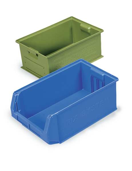 Straight Wall Container, Blue, Polyethylene, 13 in L, 9 in W, 6 in H, 0.25 cu ft Volume Capacity
