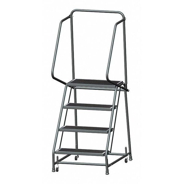 68 in H Steel Rolling Ladder, 4 Steps, 450 lb Load Capacity