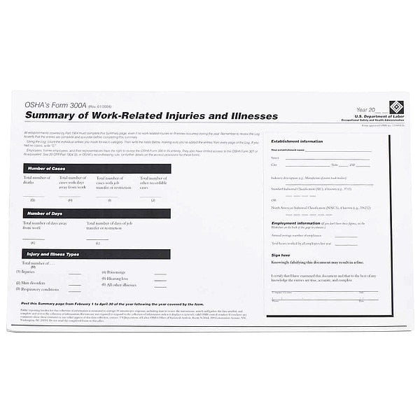 Forms, OSHA 300A Log