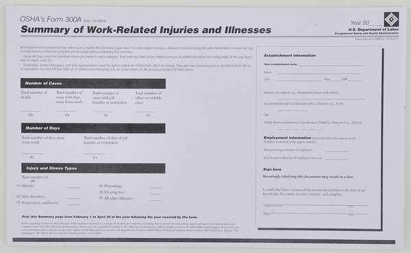 Forms, OSHA 300A Log