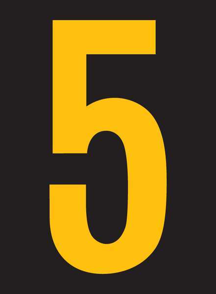Reflective Number Label, 5, 2-1/2in H, PK25