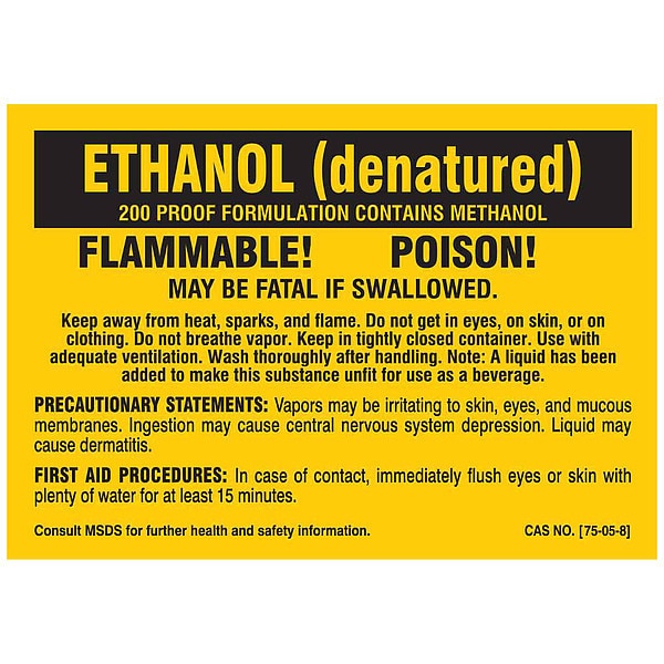 Chemical Label, 5 In. W, Polyester, PK25