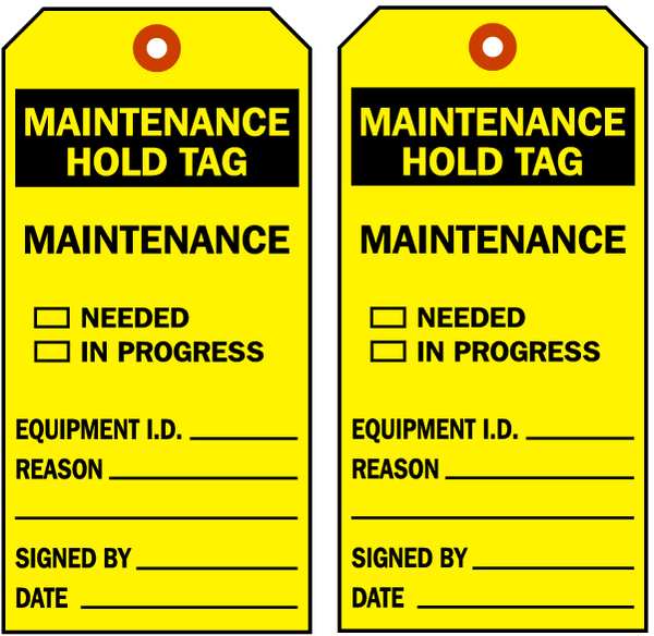Maintenance Tag, 5 3/4 in Height, 3 in