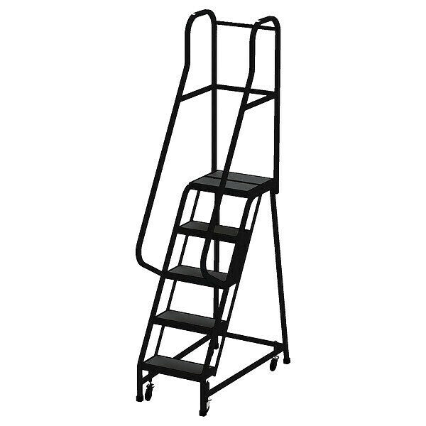 80 in H Steel Rolling Ladder, 5 Steps, 450 lb Load Capacity
