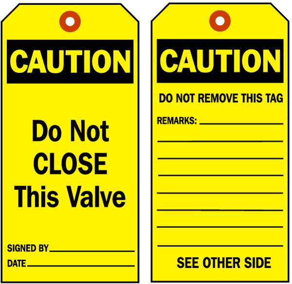 Caut Tag, 5-3/4 x 3 In, Bk/Yel, 3/8 In, PK10