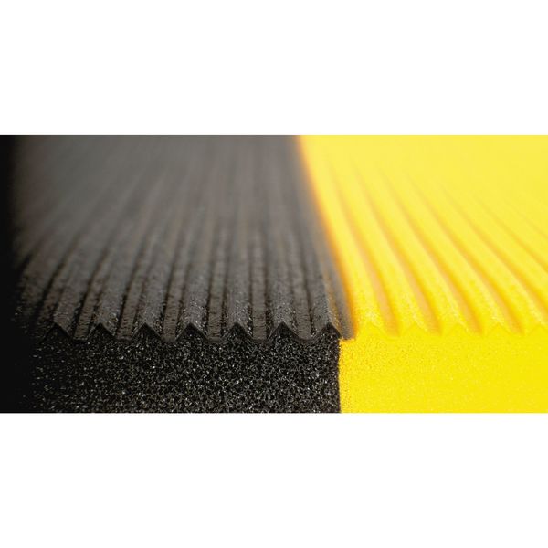 Antifatigue Runner, Black/Yellow, 12 ft. L x 3 ft. W, PVC, Corrugated Surface Pattern, 1/2