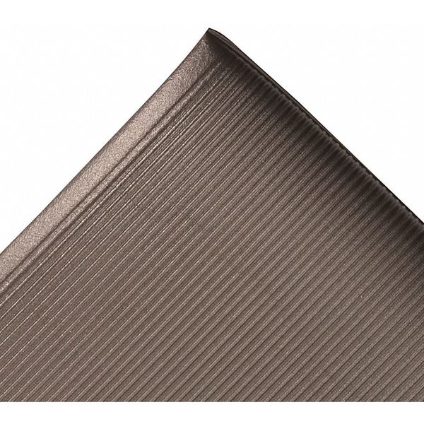 Antifatigue Mat, Black, 3 ft. L x 2 ft. W, PVC, Corrugated Surface Pattern, 1/2