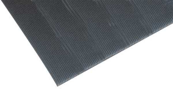 Antifatigue Runner, Black, 12 ft. L x 3 ft. W, PVC, Corrugated Surface Pattern, 1/2