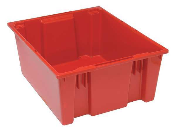 Stack & Nest Container, Red, Polyethylene, 23 1/2 in L, 19 1/2 in W, 10 in H