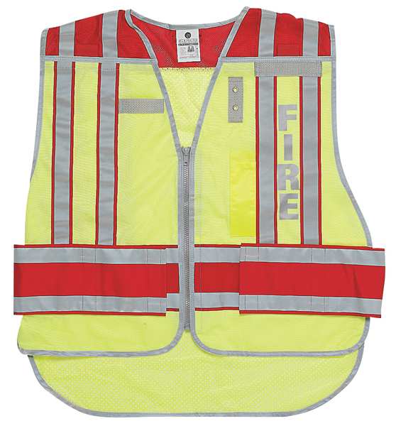 M To XL Fire Safety Vest, Lime/Red