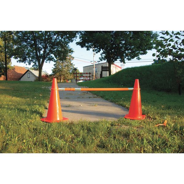 Telescoping Traffic Cone Bar, ABS, 2 in Dia, 62-1/4 in to 104-3/4 in L, Orange