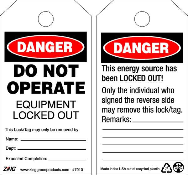 Danger Tag, 5-3/4 x 3 In, Plstc, OSHA, PK10