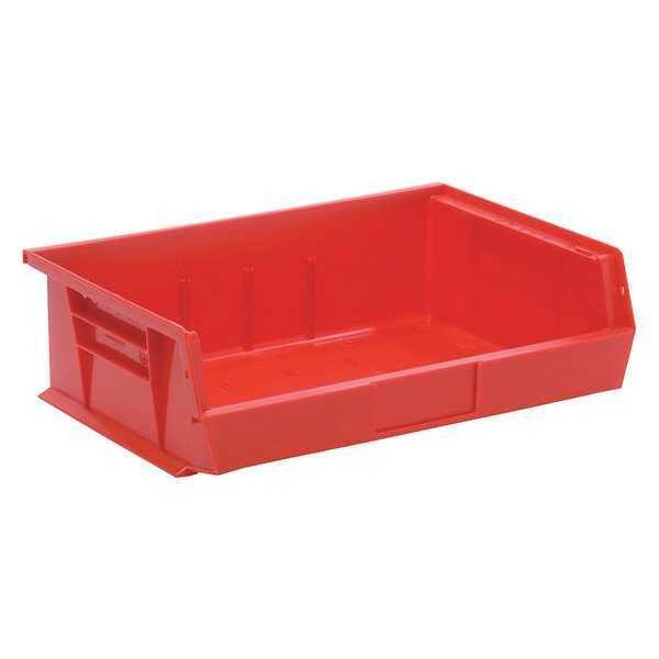 Hang & Stack Storage Bin, Red, Polypropylene, 10 7/8 in L x 16 1/2 in W x 5 in H