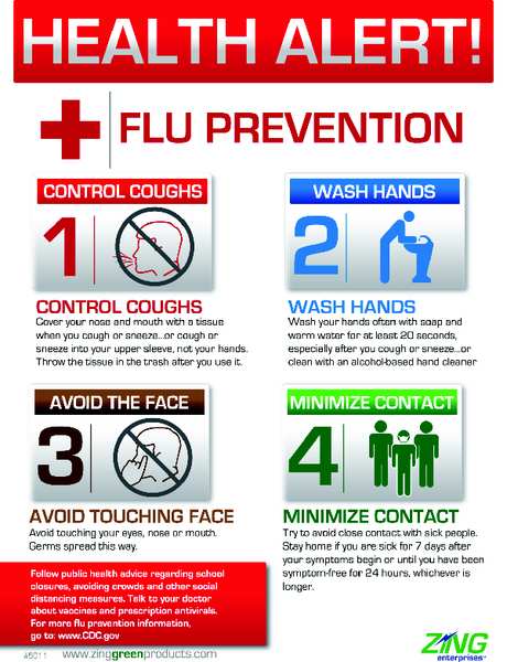 Safety Poster, 22 x 16In, Flu Prevention