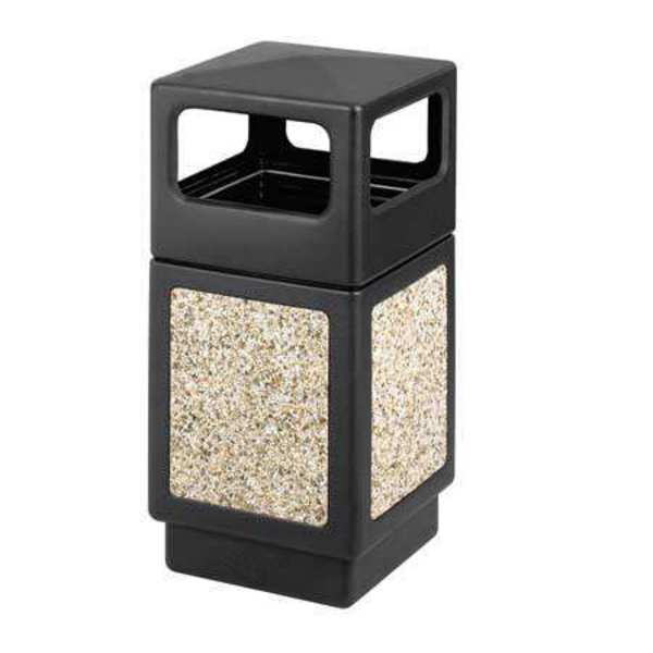 38 gal Square Trash Can, Black, 18-1/4