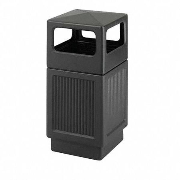 38 gal Square Trash Can, Black, 18-1/4