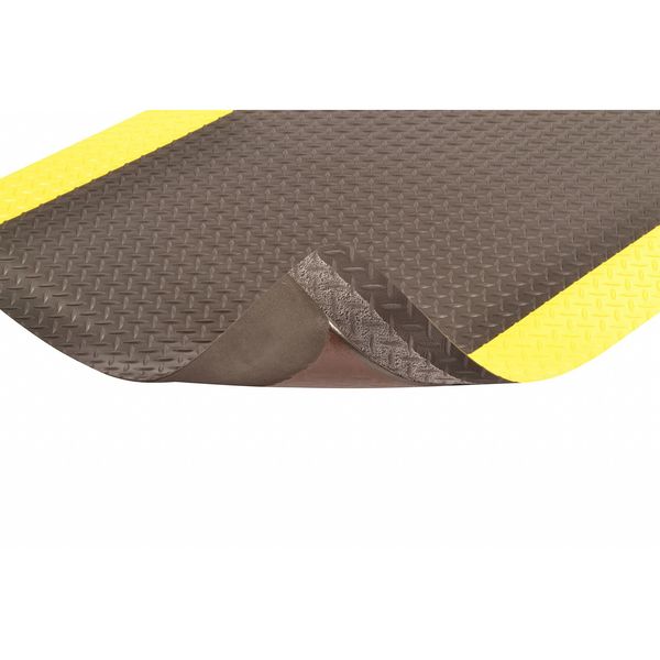 Antifatigue Runner, Black/Yellow, 75 ft. L x 2 ft. W, Vinyl, Diamond Plate Surface Pattern, 1