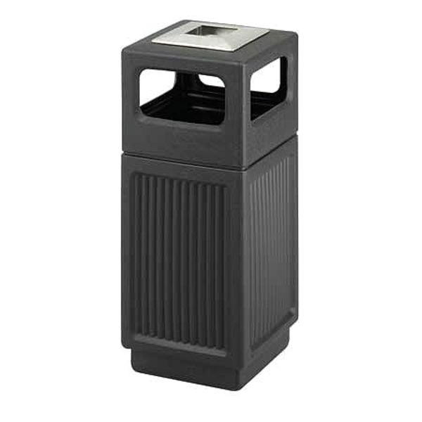 15 gal Square Trash Can, Black, 13-3/4
