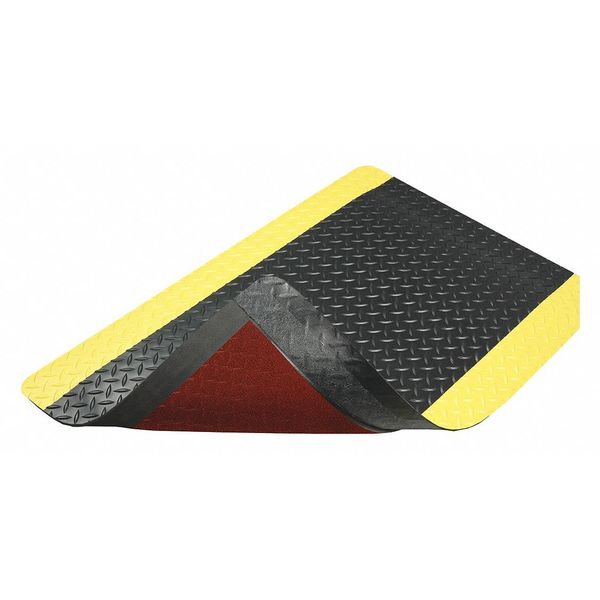 Antifatigue Mat, Black, 3 ft. L x 2 ft. W, Vinyl Surface With Dense Closed PVC Foam Base, 1