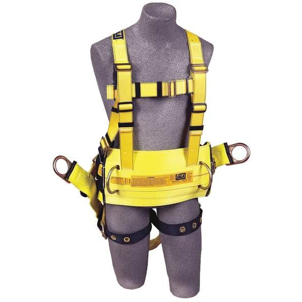 Full Body Harness, Vest Style, S, Polyester, Yellow