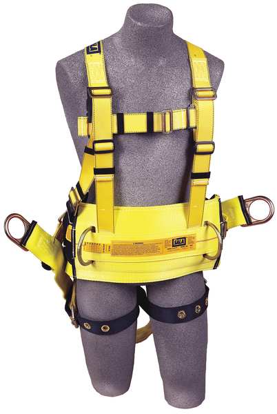 Full Body Harness, Vest Style, M, Polyester, Yellow