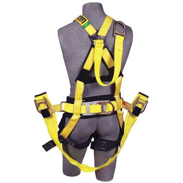 Full Body Harness, Vest Style, XL, Polyester, Yellow