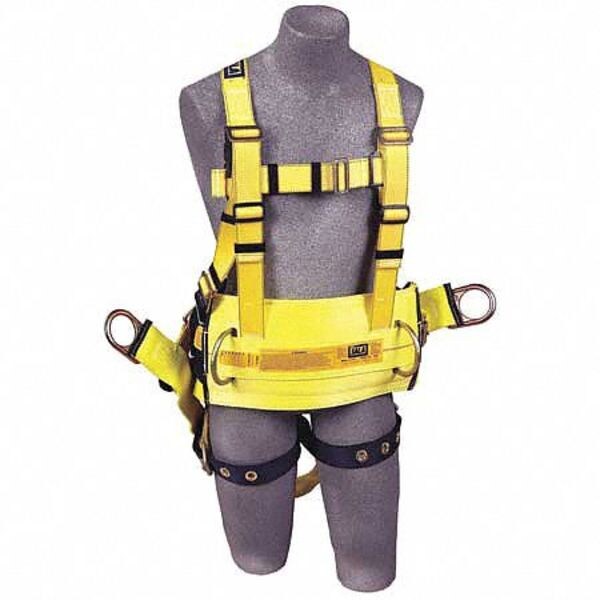 Full Body Harness, Vest Style, XL, Polyester, Yellow