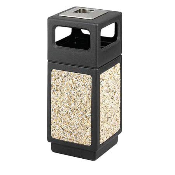15 gal Square Trash Can, Black, 13-3/4