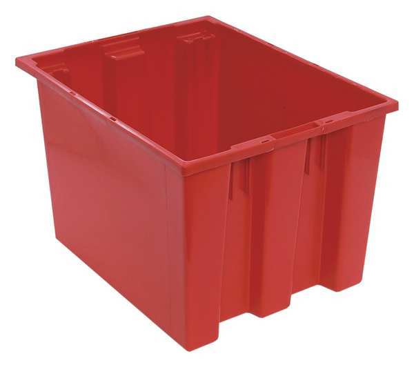 Stack & Nest Container, Red, Polyethylene, 19 1/2 in L, 15 1/2 in W, 13 in H