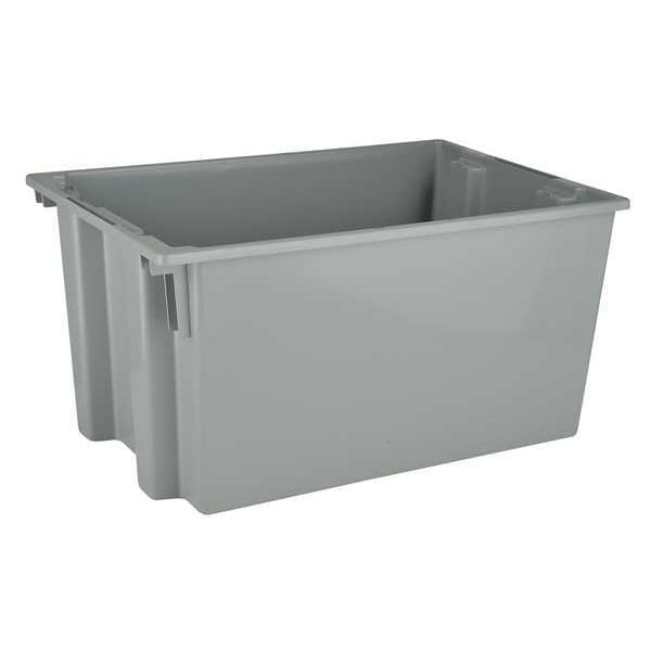 Stack & Nest Container, Gray, Polyethylene, 29 1/2 in L, 19 1/2 in W, 15 in H