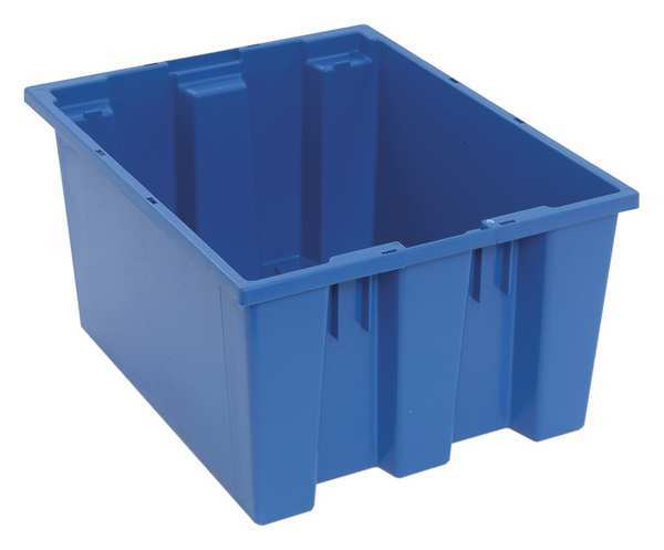 Stack & Nest Container, Blue, Polyethylene, 19 1/2 in L, 15 1/2 in W, 10 in H