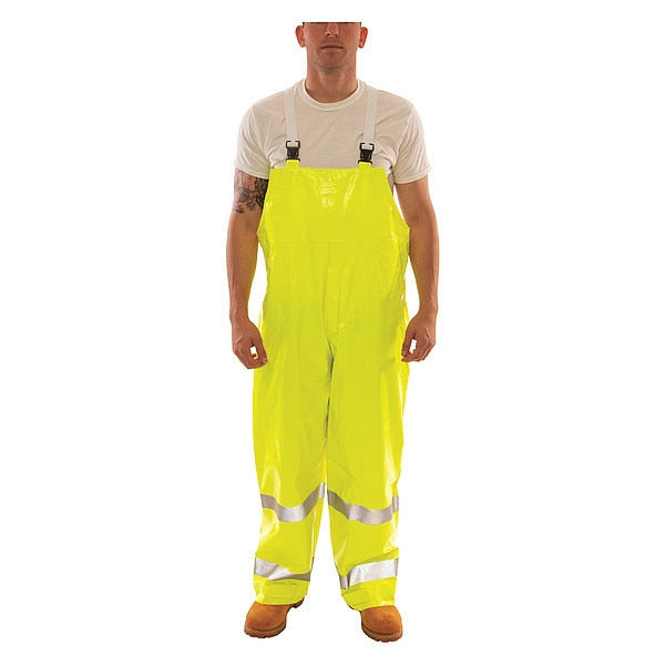 ComfortBrite Flame Resistant Rain Overall, Ylw/Green, 3XL