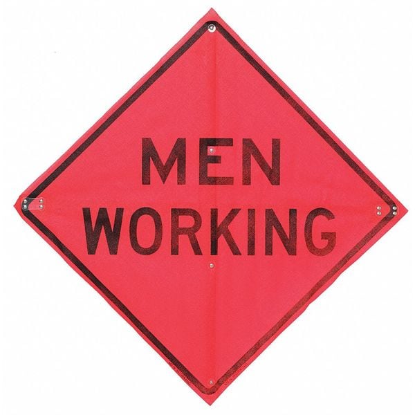 Lane Closed Traffic Sign, 36 in H, 36 in W, Polyester, Diamond, C/36-EMO-3FH-HD LANE CLOSED AHEAD