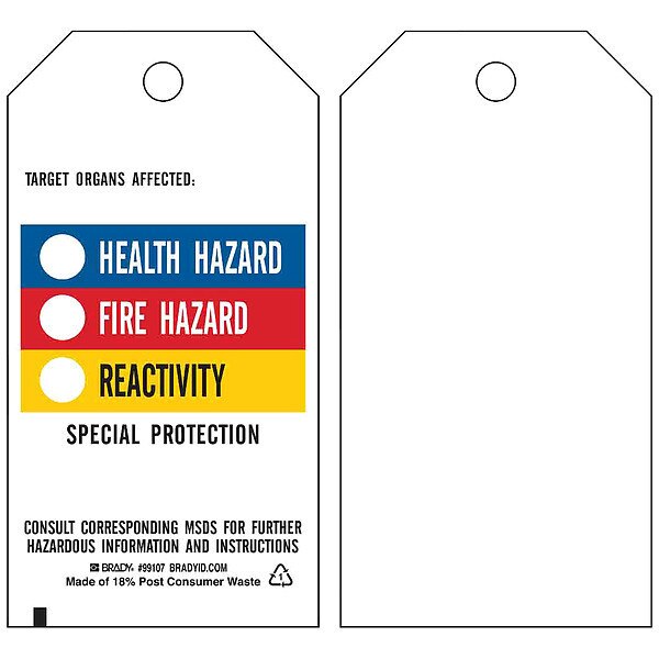 Tag, Polyester, Chemical Hazard, PK25