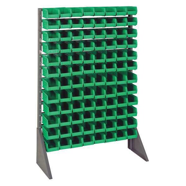 Steel Bin Rail Floor Rack, 36 in W x 15 in D x 54 in H, Green