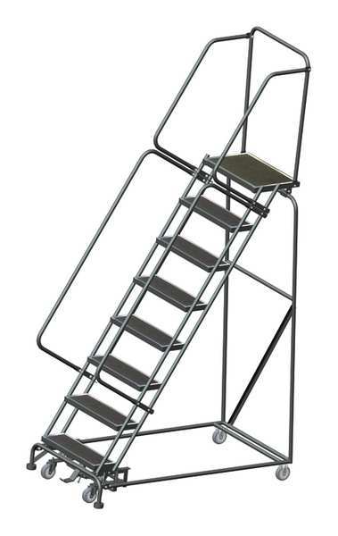 113 in H Steel Rolling Ladder, 8 Steps