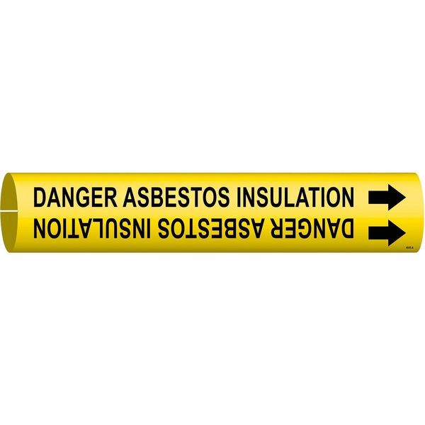 Pipe Marker, Danger Asbestos Insulation, Y, 4045-B